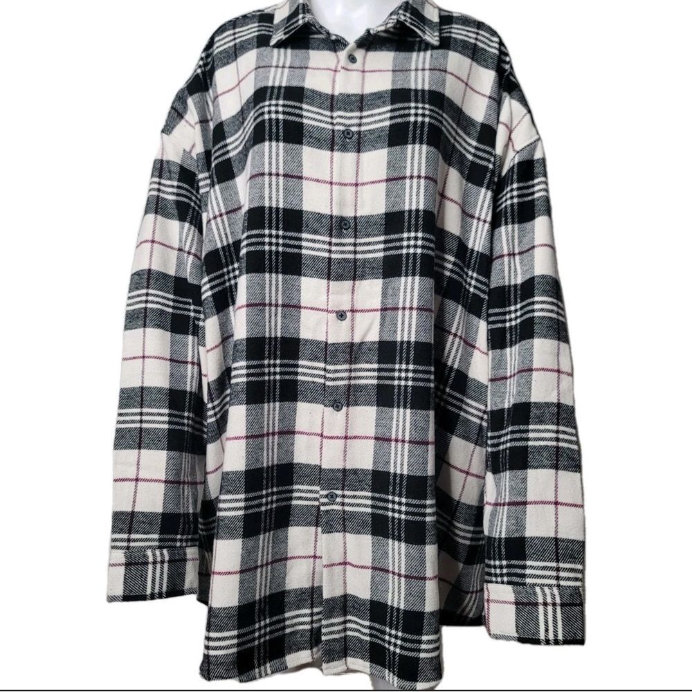 Asos Mens Plus Size Shirt 2X Long Sleeve Cotton Blend Flannel Heavy Plaid Shirt